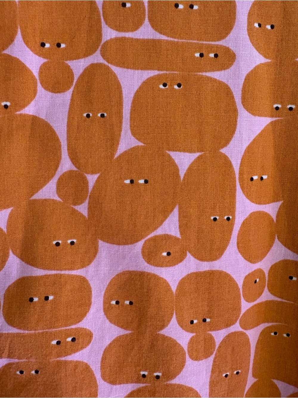 NOOWORKS Orange Printed Pebble People Cotton Tunic Dress with Pockets - Picture 3 of 6